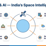 ISRO satellite orbit diagram showing AI-powered earth observation and navigation systems