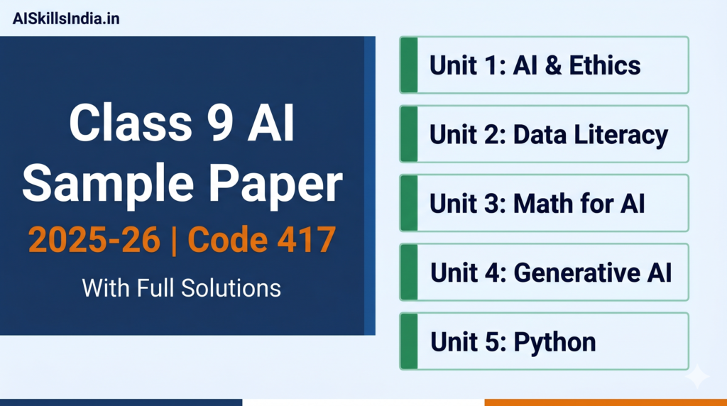 CBSE Class 9 AI Sample Paper 2025-26 banner — Code 417 with full solutions